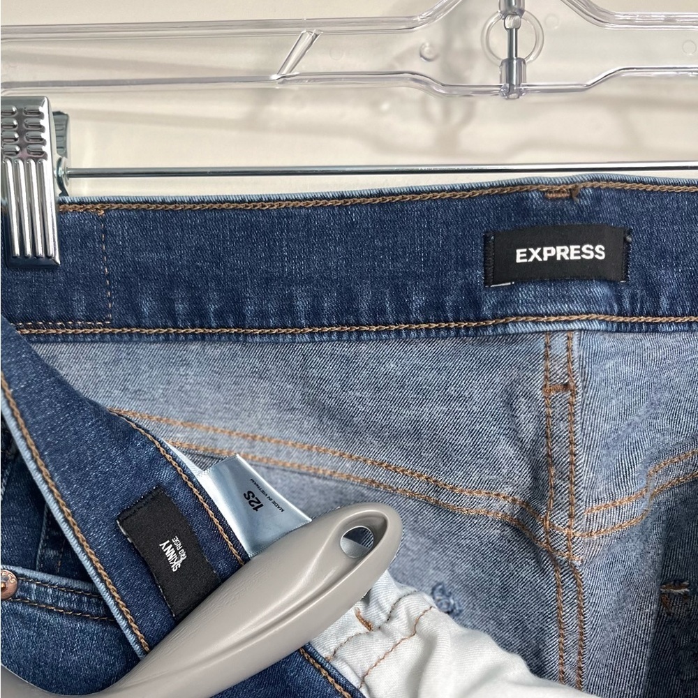 Express Mid Rise Slim Fit Distressed Jeans - Picture 4 of 4